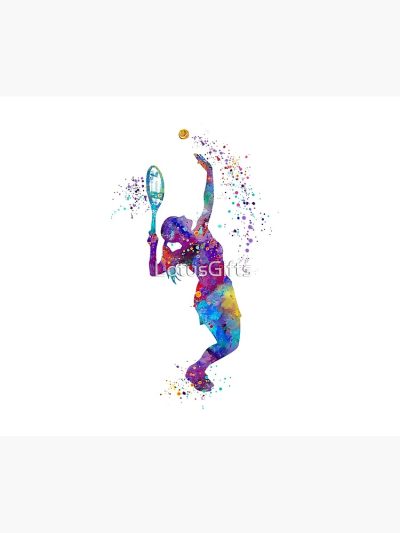 Tennis Girl Watercolor Painting Art Print Gifts Tapestry Official Tennis Merch