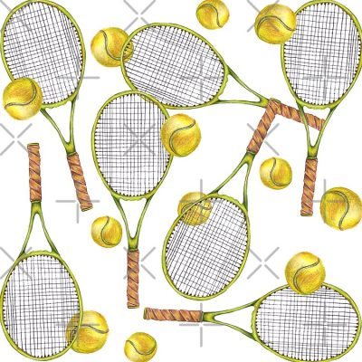 Pattern With Tennis Rackets With Tennis Balls. Color Pencil Tote Bag Official Tennis Merch