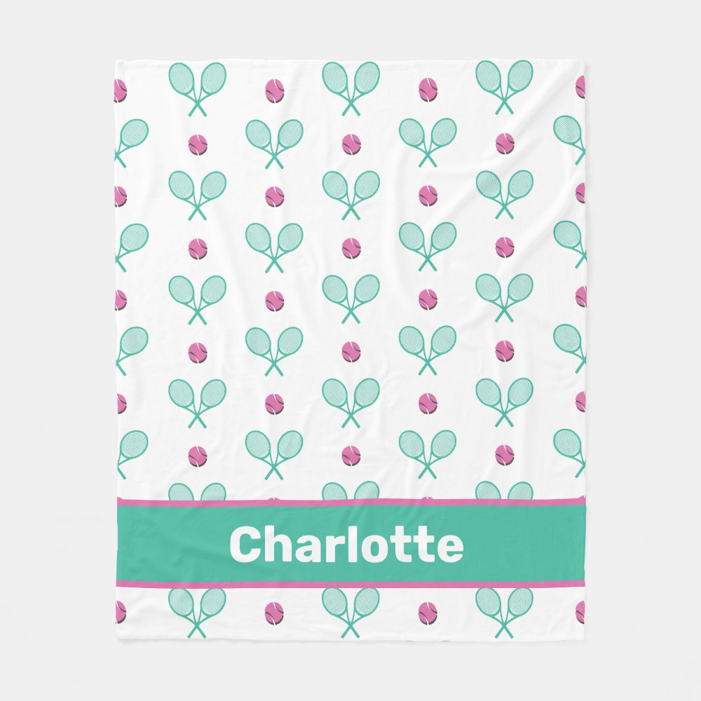 green crossed tennis rackets with custom name fleece blanket r8eb94aeb7682487cae3839963c964895 zke88 1000 - Tennis Gifts Shop