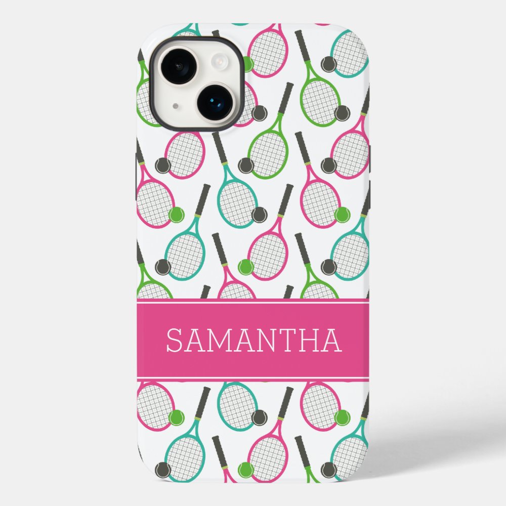 preppy pink green teal tennis pattern personalized case mate iphone case r4cbc237b4d9a4a909027786feb726bcb s0dnz 1000 - Tennis Gifts Shop