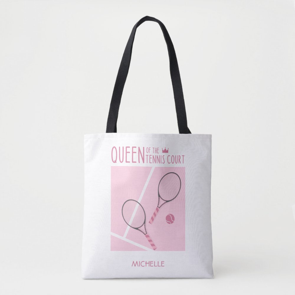 queen of the tennis court pink girly personalized tote bag r69adbfcdb97c45d8b37fe562682f9c62 6kcf1 1000 - Tennis Gifts Shop