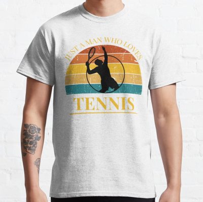 Tennis Just A Man Who Loves Tennis Retro Sunset T-Shirt Official Tennis Merch