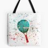 Watercolor Splash Padel Racket - White Tote Bag Official Tennis Merch