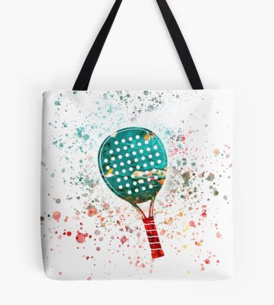 Watercolor Splash Padel Racket - White Tote Bag Official Tennis Merch