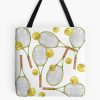 Pattern With Tennis Rackets With Tennis Balls. Color Pencil Tote Bag Official Tennis Merch