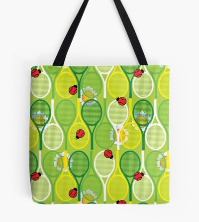 Tennis Rackets With Ladybirds And Daisis Tote Bag Official Tennis Merch