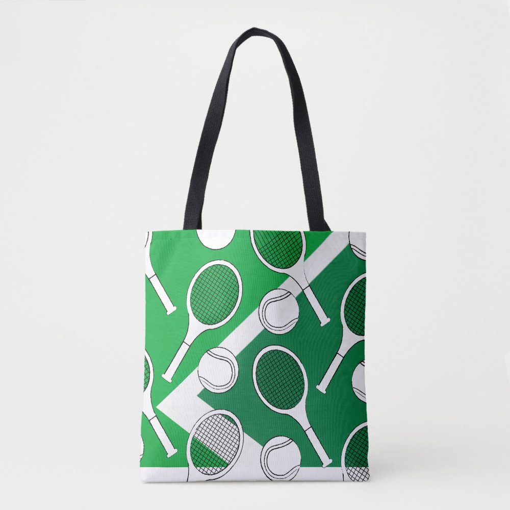 tennis ball and racket black white on green court tote bag r85f1952ac3934b28982599fc16ffb48c 6kcf1 1000 - Tennis Gifts Shop
