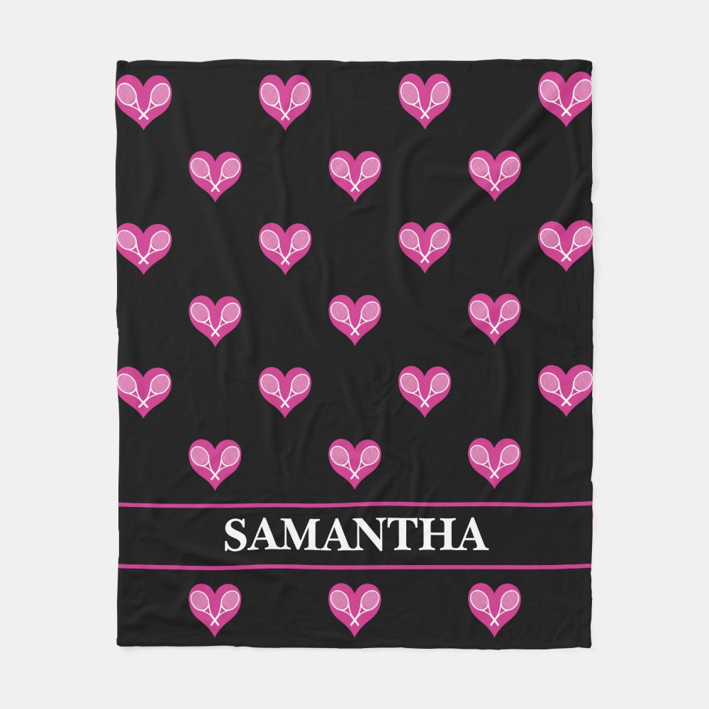 tennis pattern black and pink custom name fleece blanket rc4752fc6678641e2aa95a84e9c31902f zke88 1000 - Tennis Gifts Shop