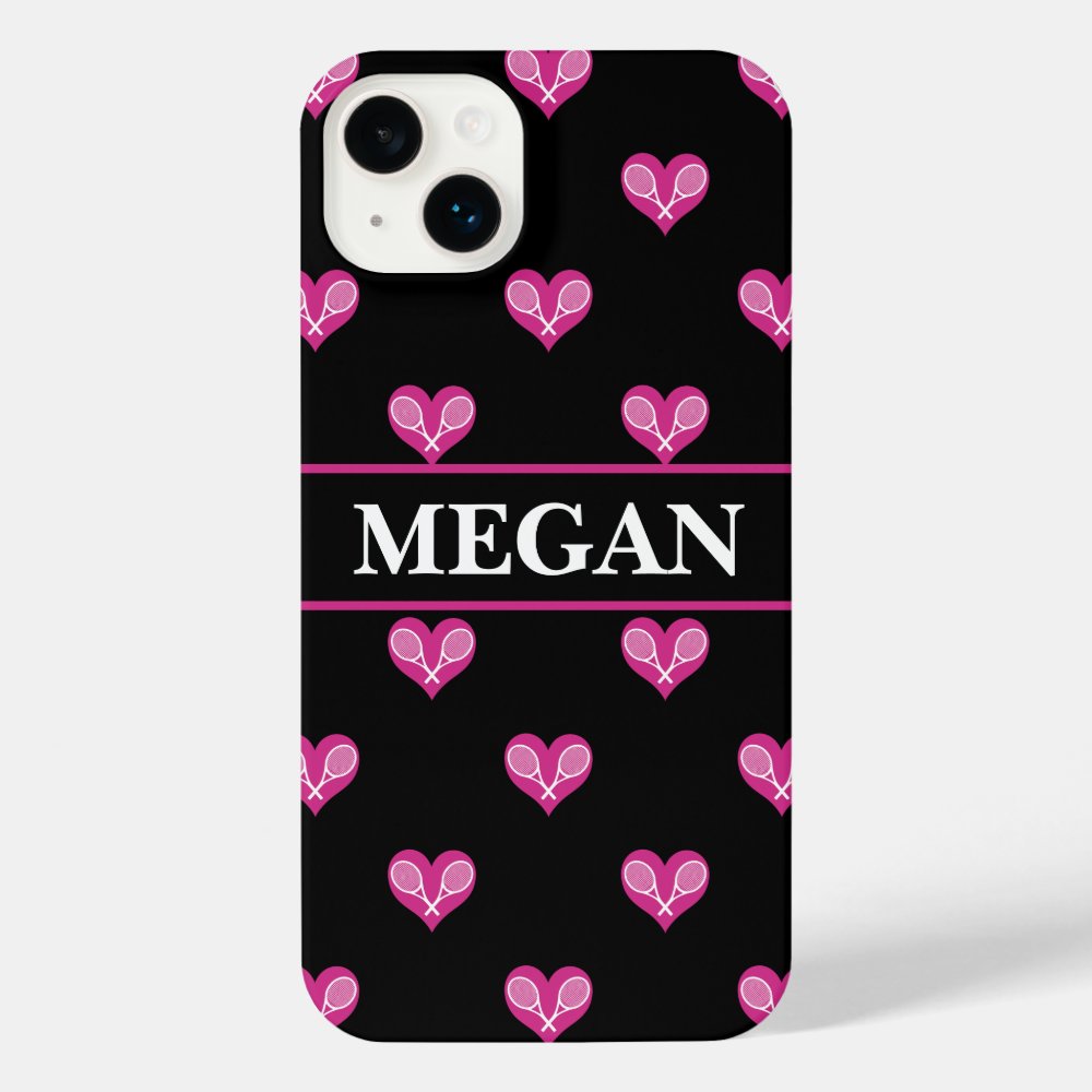 tennis pattern black and pink custom name iphone 11pro max case rea633081373346b49697e558760a3026 s0n7t 1000 - Tennis Gifts Shop