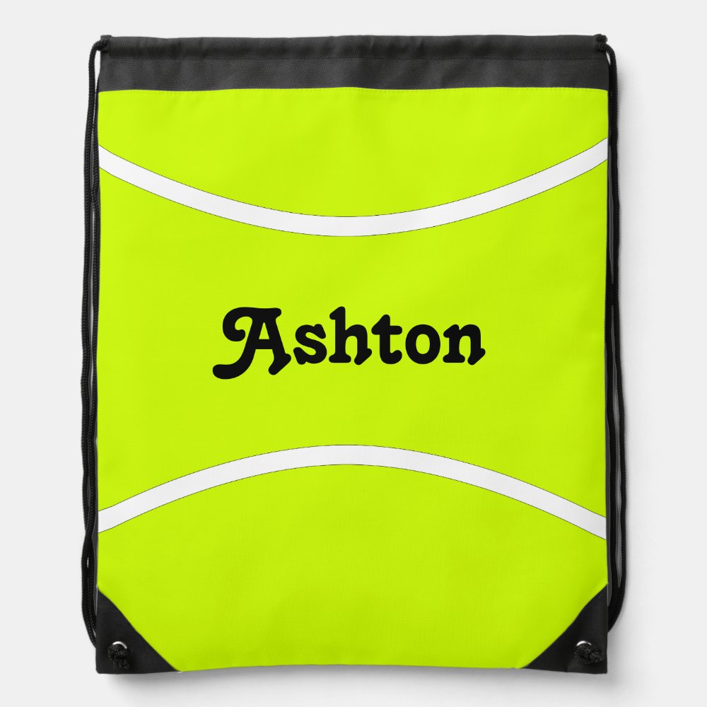 tennis player custom name or text sports drawstring bag - Tennis Gifts Shop