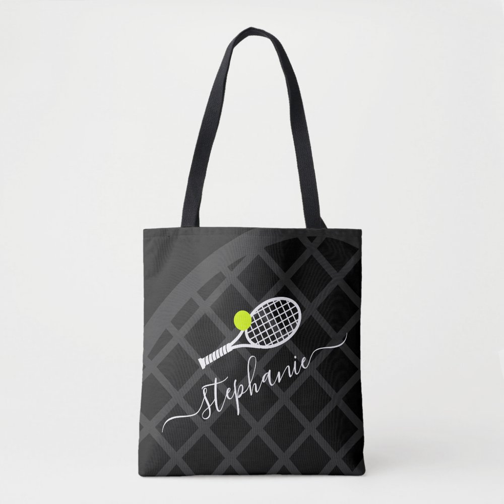 tennis racket monogram black white sports tote bag r5724e6b5e76e4cd1b7d5f4f715e225f1 6kcf1 1000 - Tennis Gifts Shop