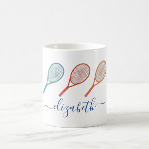 tennis themed monogram name coffee mug - Tennis Gifts Shop