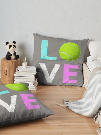 Awesome Tennis Gift For Girls & Women Love Tennis Love Throw Pillow Official Tennis Merch