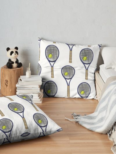 Tennis Racket Throw Pillow Official Tennis Merch