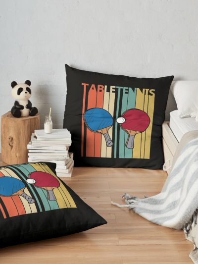 Vintage Table Tennis Gift Throw Pillow Official Tennis Merch