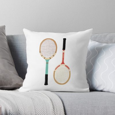 Vintage Tennis Rackets Throw Pillow Official Tennis Merch