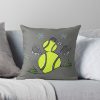 Tennis Ball Snowman With Tennis Rackets In Winter Throw Pillow Official Tennis Merch