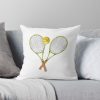 Two Tennis Rackets With Tennis Ball Throw Pillow Official Tennis Merch