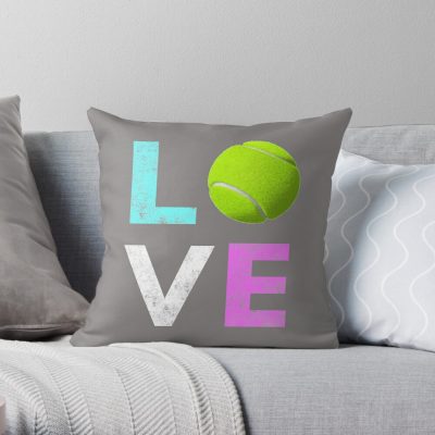 Awesome Tennis Gift For Girls & Women Love Tennis Love Throw Pillow Official Tennis Merch