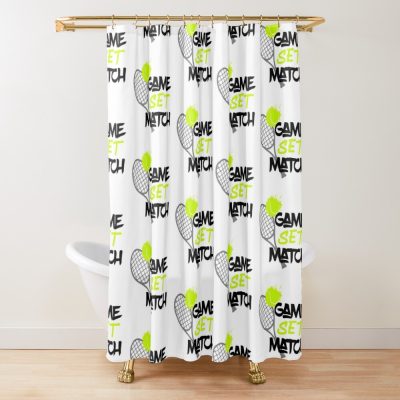 Tennis Game Set Match Design Gift For Tennis Players Or Fans Shower Curtain Official Tennis Merch