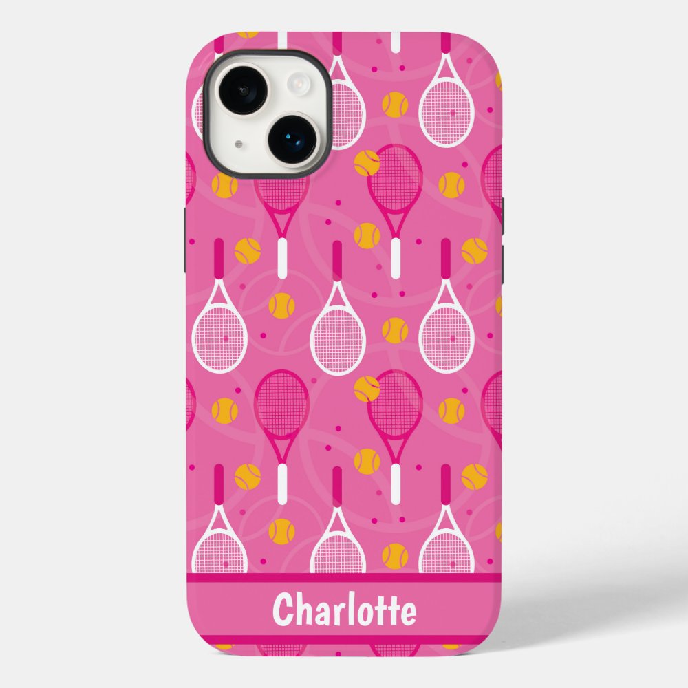 with name pink white tennis racket pattern case mate iphone case rdbcb07b56b514bd88948b0abac25144e s0dnz 1000 - Tennis Gifts Shop