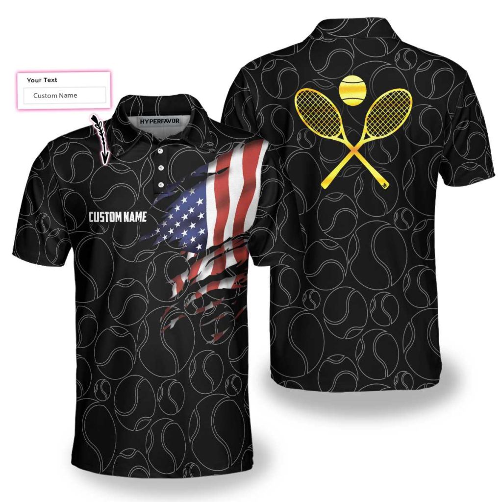 Tennis American Flag EZ38 2202 Custom Polo Shirt - Tennis Gifts Shop