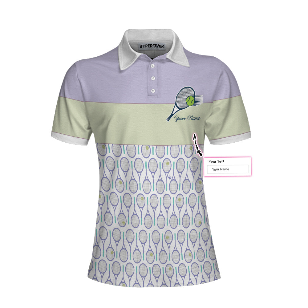 Tennis In Purple Pattern EZ77 2202 Custom Short Sleeve Woman Polo Shirt - Tennis Gifts Shop