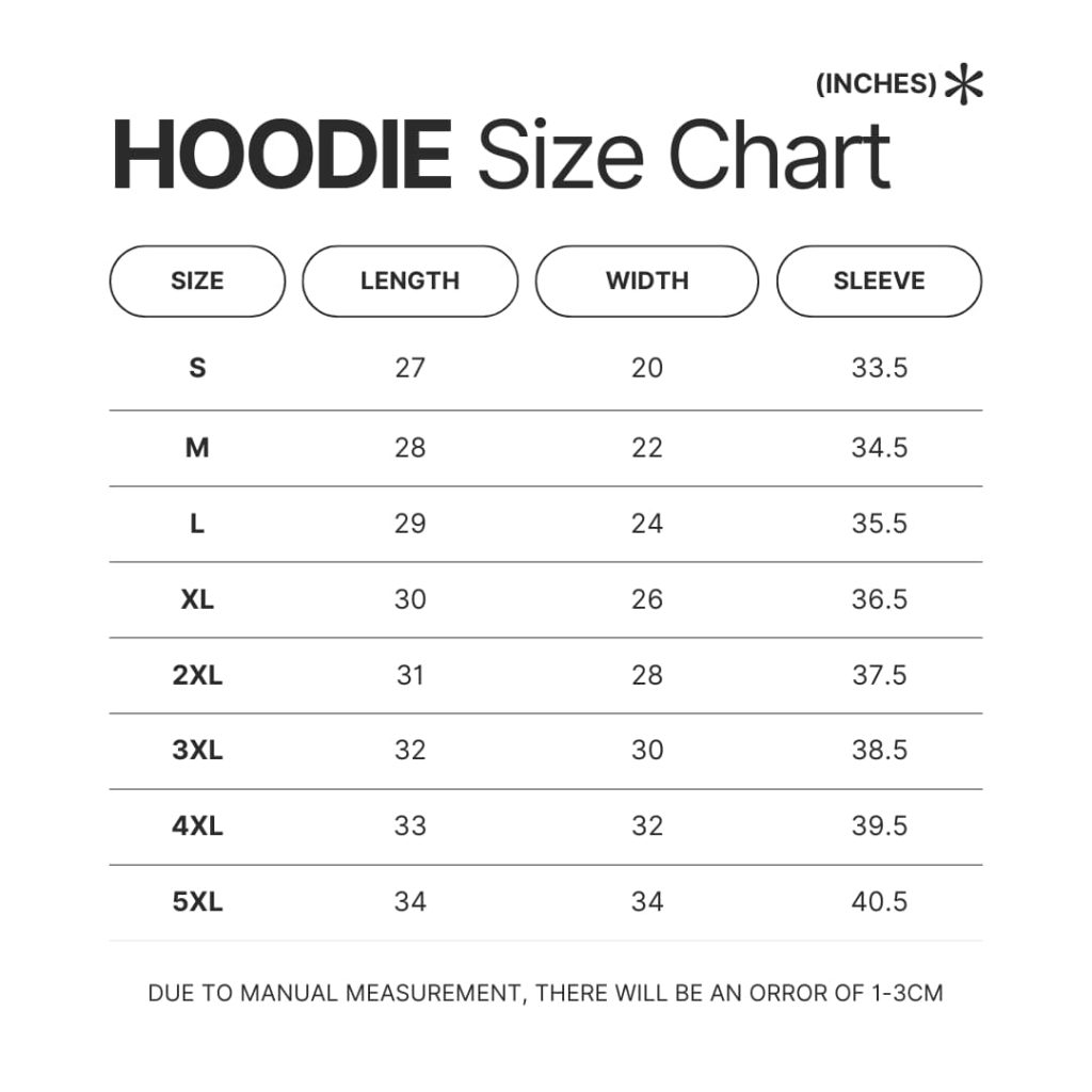 Hoodie Size Chart - Tennis Gifts Shop