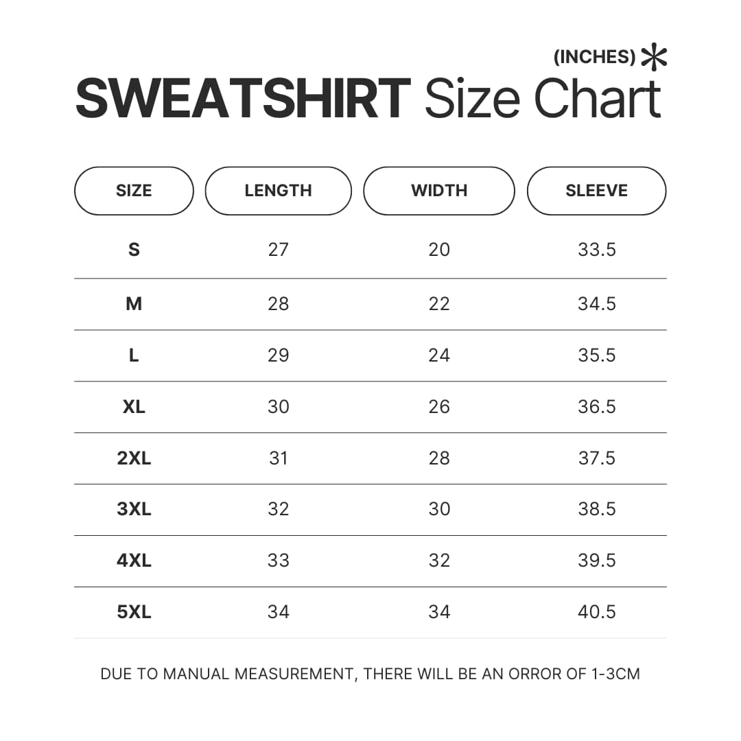 Sweatshirt Size Chart - Tennis Gifts Shop