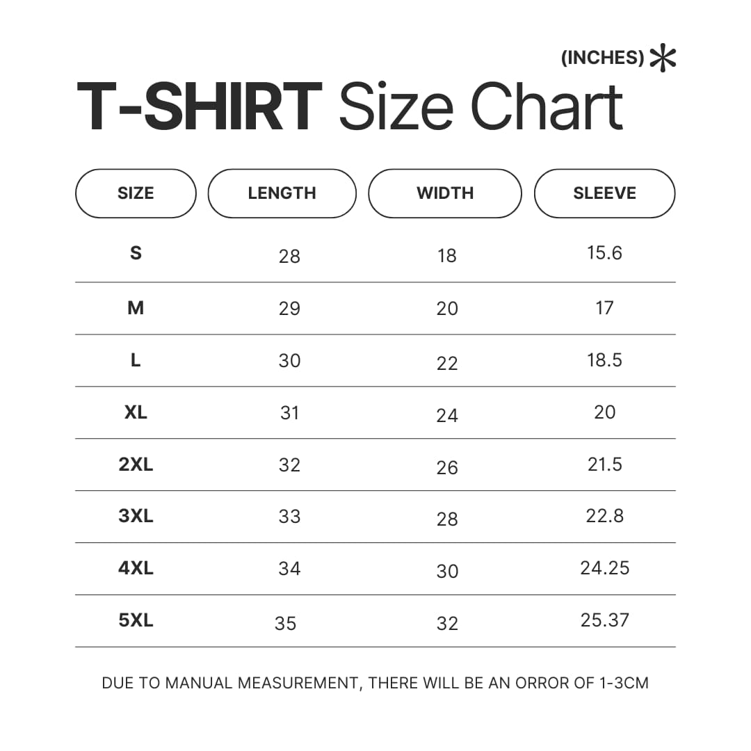 T shirt Size Chart - Tennis Gifts Shop